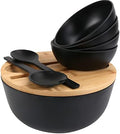 ShineMe Salad Bowls, Large Salad Bowl with Lid and Servers, Bamboo