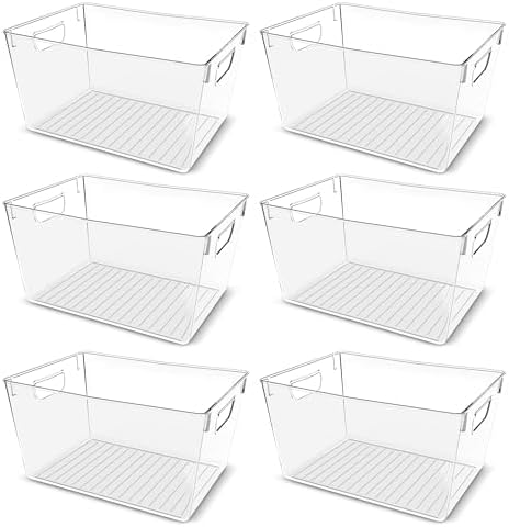Utopia Kitchen Pantry Storage Bins, 6 Pack, Large, Clear