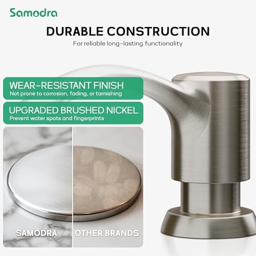 SAMODRA Built-in Kitchen Sink Soap Dispenser, Brushed Nickel