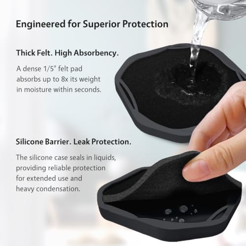 UMIRRO Absorbent Felt & Silicone Drink Cup Coasters Set of 6 with
