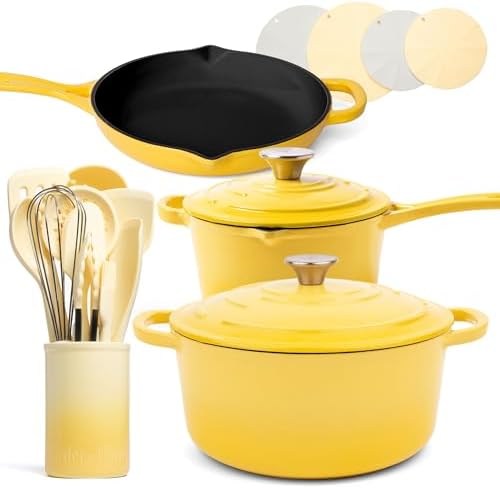 Larder & Vine 21 Piece Cookware Set (Limoncello) | Dutch Oven, Utensil