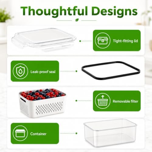 UFORU 4 Pack Fruit Storage Containers for Fridge