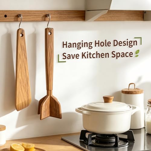2-Piece Teak Wood Ground Beef Masher and Spatula Set