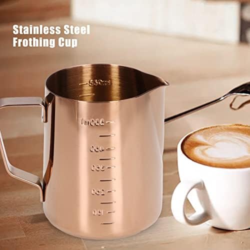 Frothing Cup, Coffee Milk Pitcher 550ML With Scale Rose Gold Stainless