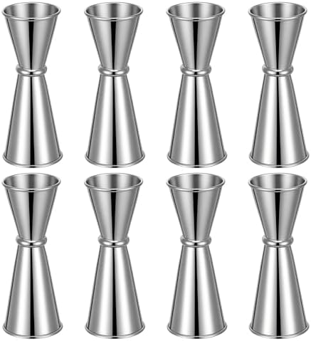8 Pack Jigger for Bartending, Stainless Steel Double-Sided Jigger 2 oz