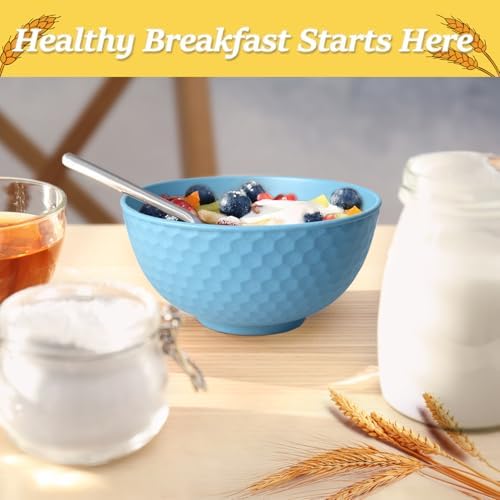 Teivio 16Pcs Cereal Bowls, 26oz Wheat Straw Bowl Set, Plastic Snack