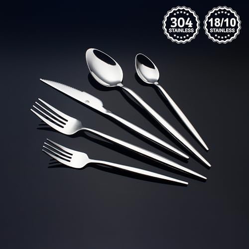 20 Piece Luxury Silverware Set for 4 Mirror-Polished 18/10 Stainless