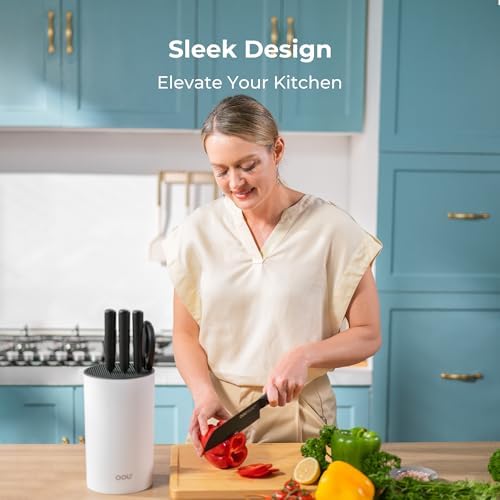 OOU Round Kitchen Knife Block Holder, White