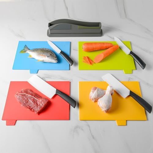 Cabilock Color-coded Kitchen Cutting Board Set 4pcs Plastic Chopping