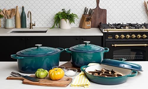 Larder & Vine 9 Piece Enameled Cast Iron Cookware Set, Oven Safe and