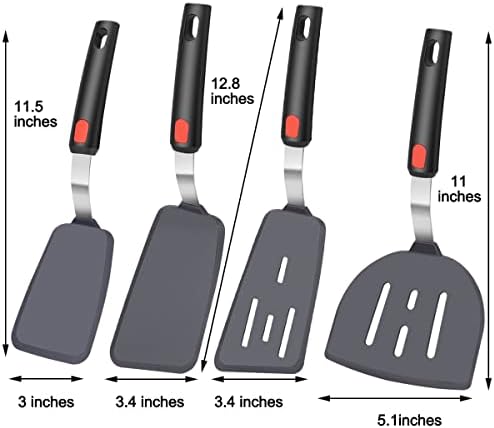 KLAQQED 4Pcs Black Silicone Spatula Set