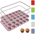 Socisen 2 Pack 24 Cups Mini Muffin Pan with Metal Reinforced Frame