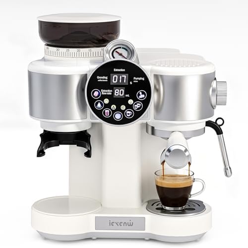 20-Bar Espresso Machine with Coffee Grinder and Steam Wand
