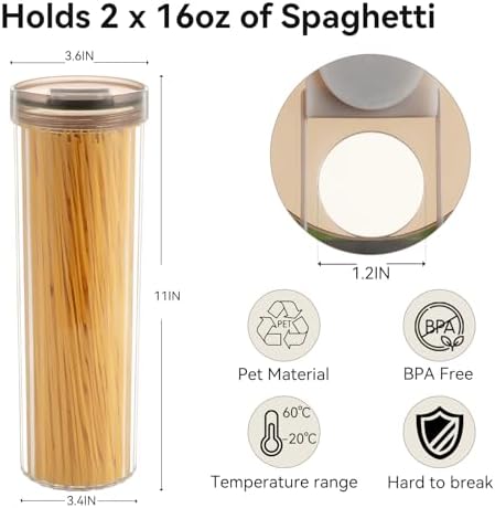 Tall Spaghetti Pasta Storage Container - 48oz Clear Pasta Holder