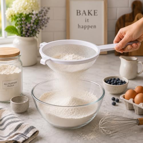 HIC Kitchen Double-Ear Fine Mesh Strainer, 7-Inch, BPA Free, Non