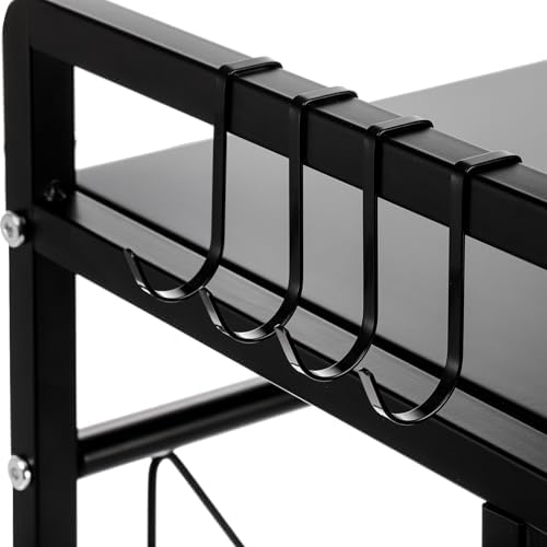DEAYOU 2-Tier Extendable Microwave Oven Rack with 8 Hooks