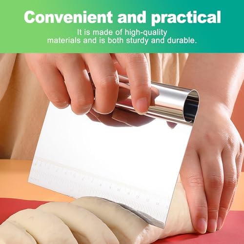 slaixiu 2-Piece Stainless Steel Dough Scraper Set, Bench Scraper with