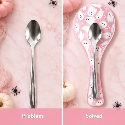 AnyDesign 8.7 Inch Halloween Spoon Rest Boo Ghost Large Ceramic Spoon