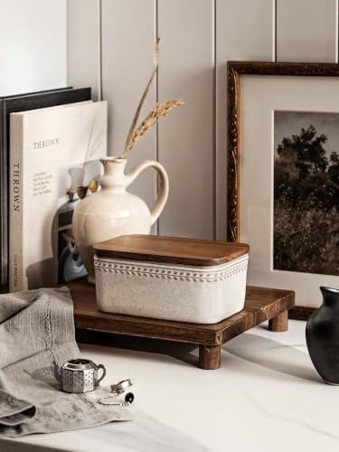 LE TAUCI Butter Dish with Lid for Countertop, Ceramic Butter