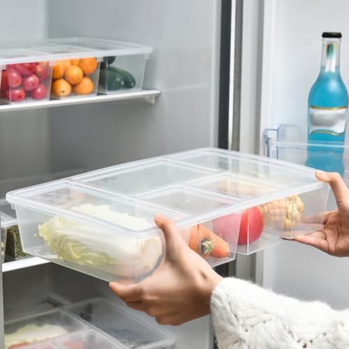 FOMIYES Divided Fridge Food Storage Container Box PP Organizer Bin