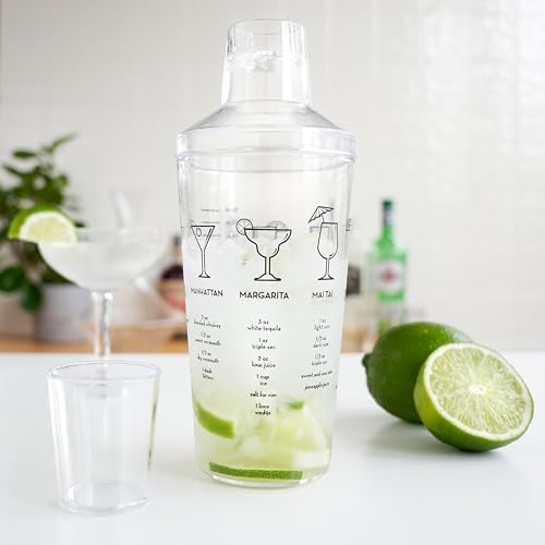 True Maraca Cocktail Shaker with Built In Strainer, Drink Mixer with 7