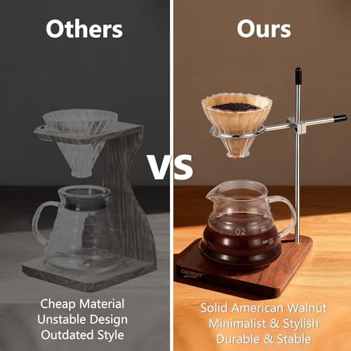 American Black Walnut Pour Over Coffee Stand, Stainless Steel