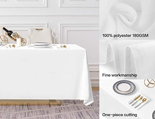 Surmente 90x156 Inch White Tablecloth for 8 Foot Rectangle Tables
