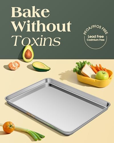 Baking Sheet Set of 2, Commercial Grade Stainless Steel Cookie Sheets
