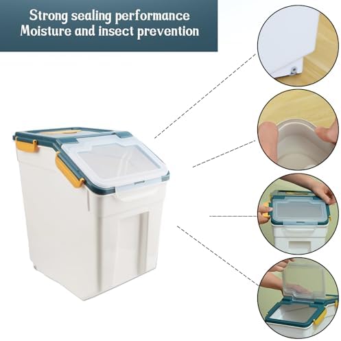 50 lbs Flour Storage Container, 2 Pack Rice Storage Container (Blue)