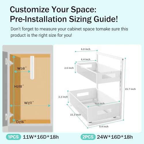 Petiza Under Sink Organizer Adjustable Height 2 Tier Bathroom