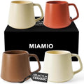 MIAMIO - Coffee Mugs Set of 4, Ceramic (14oz) - Luxe (Beige Pastel)
