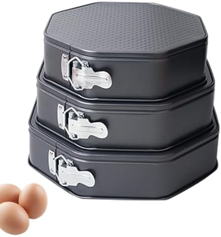 Cake Bake Pan Set - 3-Piece Octagon Springform Pans Kit For Cheesecake