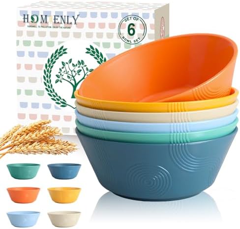 Homienly Unbreakable Cereal Bowls, Wheat Straw Bowl with Textured