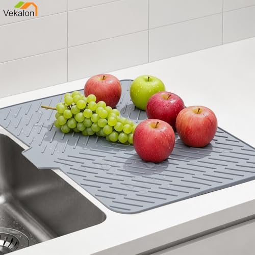 Silicone Dish Drying Mat – 23"x17" Large Sloped Sink Draining Tray