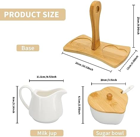 Creamer and Sugar with Carry Tray Set, Ceramic Cream and Sugar Bowl