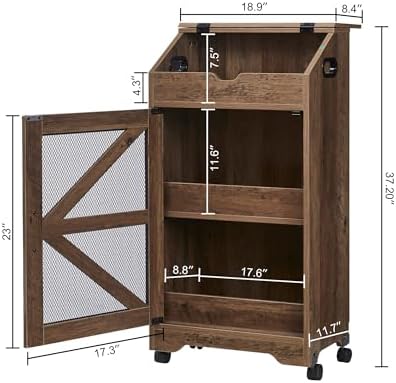 Potato Storage Bin with Wheels, Wood Potato and Onion Storage Cabinet