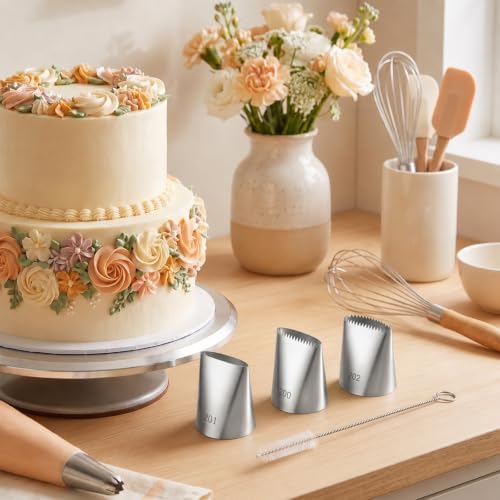 Extra Large Basketweave Piping Tips Set, Seamless, Cleaning Brushes