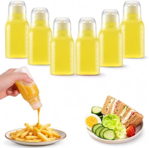 Travel Condiment Containers 6PCS 2 Oz Small Condiment Squeeze Bottles