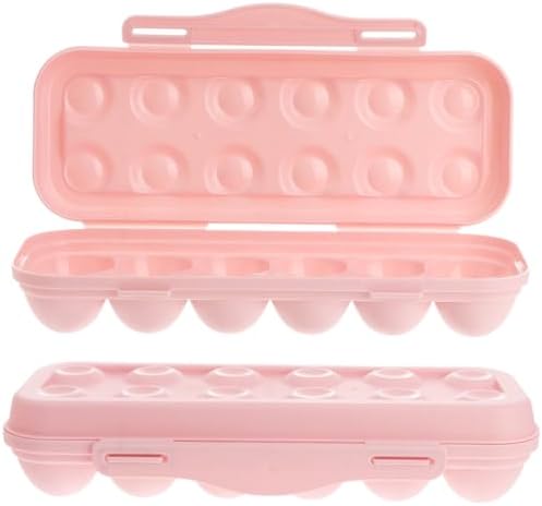 2-Piece 12-Grid Pink Egg Storage Container