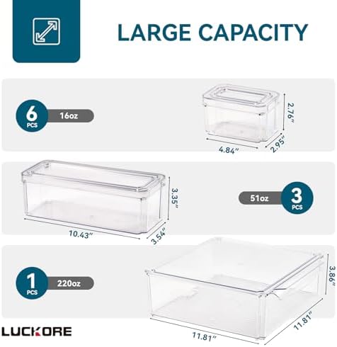 Luckore Egg Container Holders for Refrigerator 40 Eggs, 10 Pack Clear
