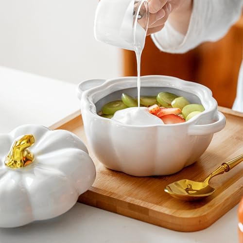 Ceramic Pumpkin Casserole Pot, Pumpkin Saucepan with Lid