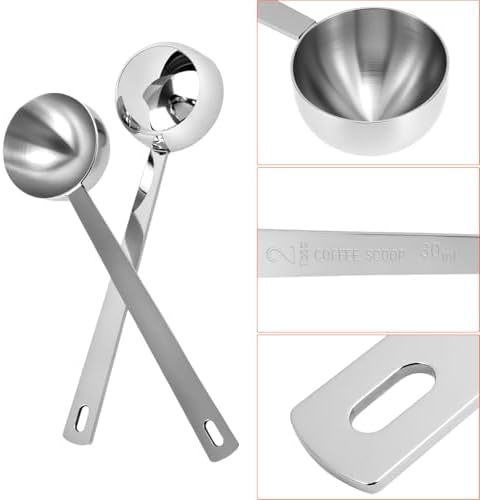 QWORK 30ml Measuring Scoop 4 Pack, 2 Tablespoon 304 Stainless Steel