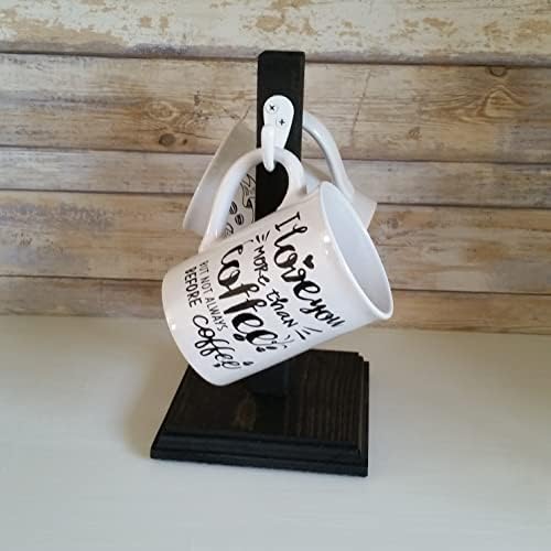 Black Mug Stand/Coffee Mug Holder Tree 2 Hook Farmhouse Cup Rack Small