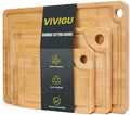 VIVIGU Bamboo Cutting Boards for Kitchen, 3-Piece Wood Cutting Board