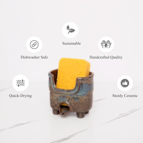 Ceramic Kitchen Sink Sponge Holder with Drain