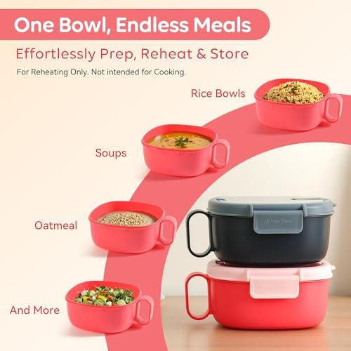 AI LOVE PEACE Microwave Ramen Bowl & Glass Meal Prep Container Bundle