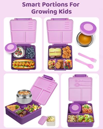 SOHIDA Bento Box with 10oz Soup Thermo: Kids Leakproof Lunch Box with