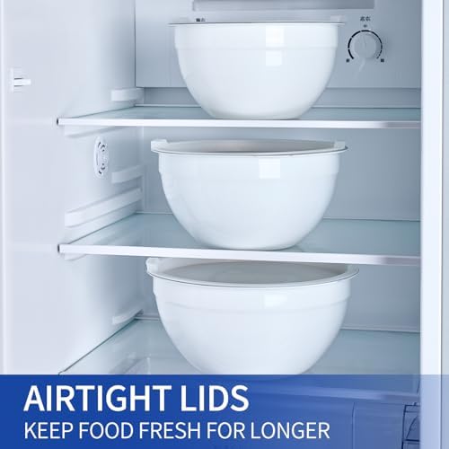 White Mixing Bowls With Airtight Lids,Stainless Steel Bowl,Salad Bowls