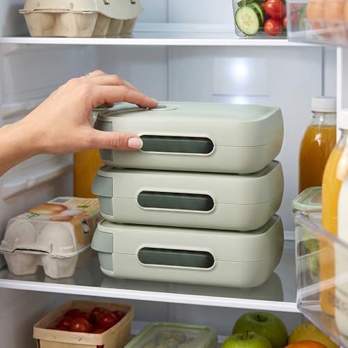 Egg Drawer for Refrigerator, Rolling Egg Dispenser with Lid, Stackable
