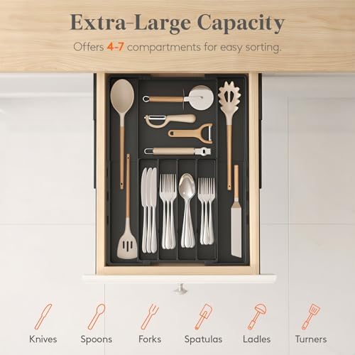 Lifewit Silverware Drawer Organizer, Expandable Utensil Tray for